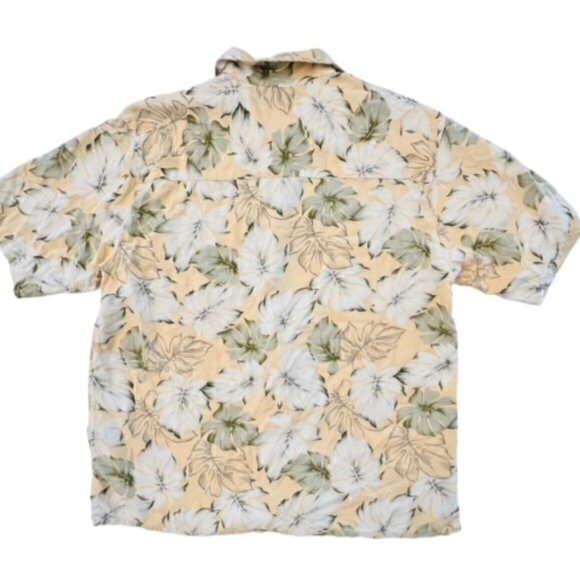 Banana Cabana Shirt Men's Large‎ Silk Yellow Tropical Hawaiian Short Sleeve BOHO - Picture 5 of 12